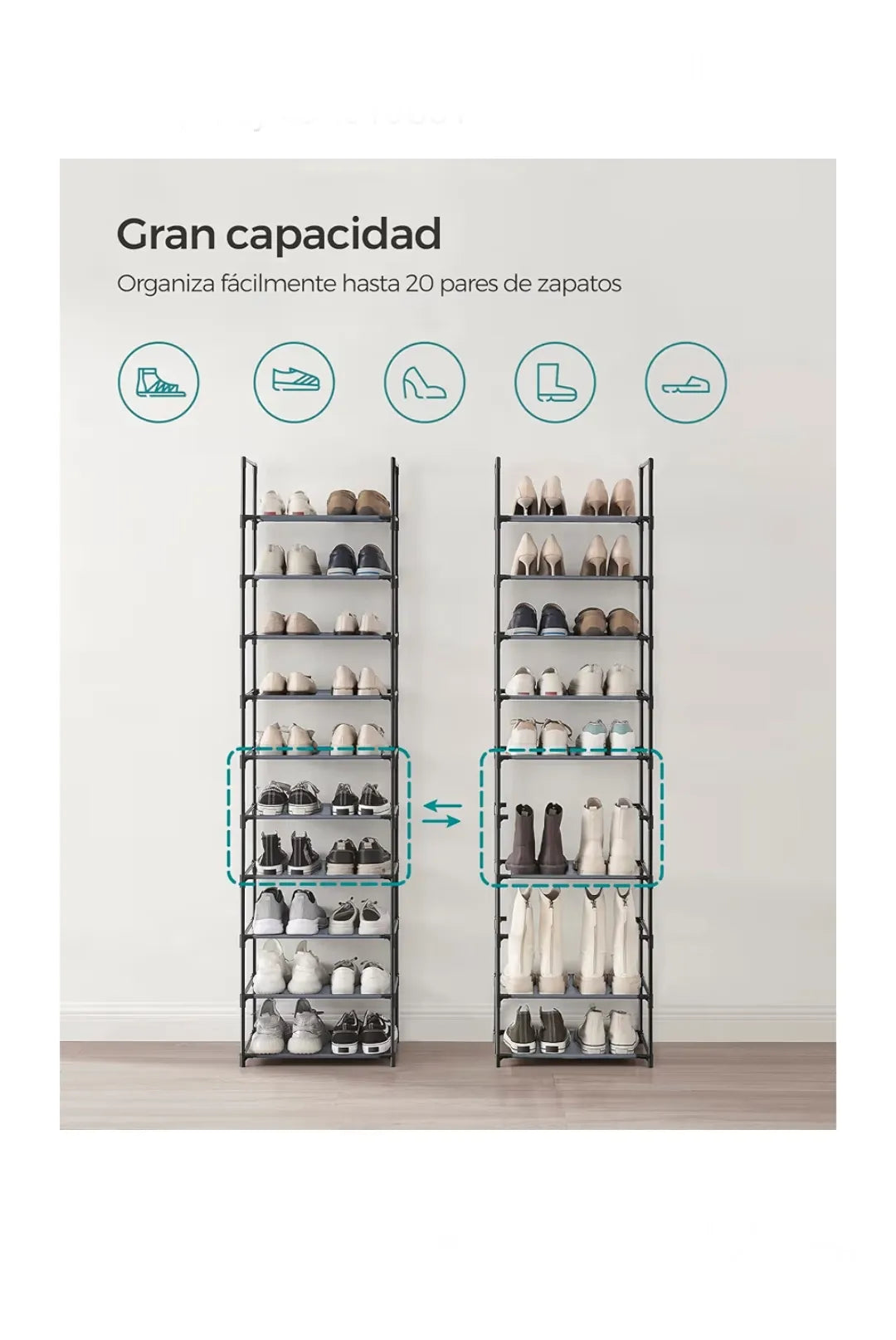 Zapatero, organizador de zapatos, 10 estantes