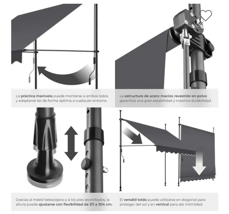 Toldo plegable para balcón