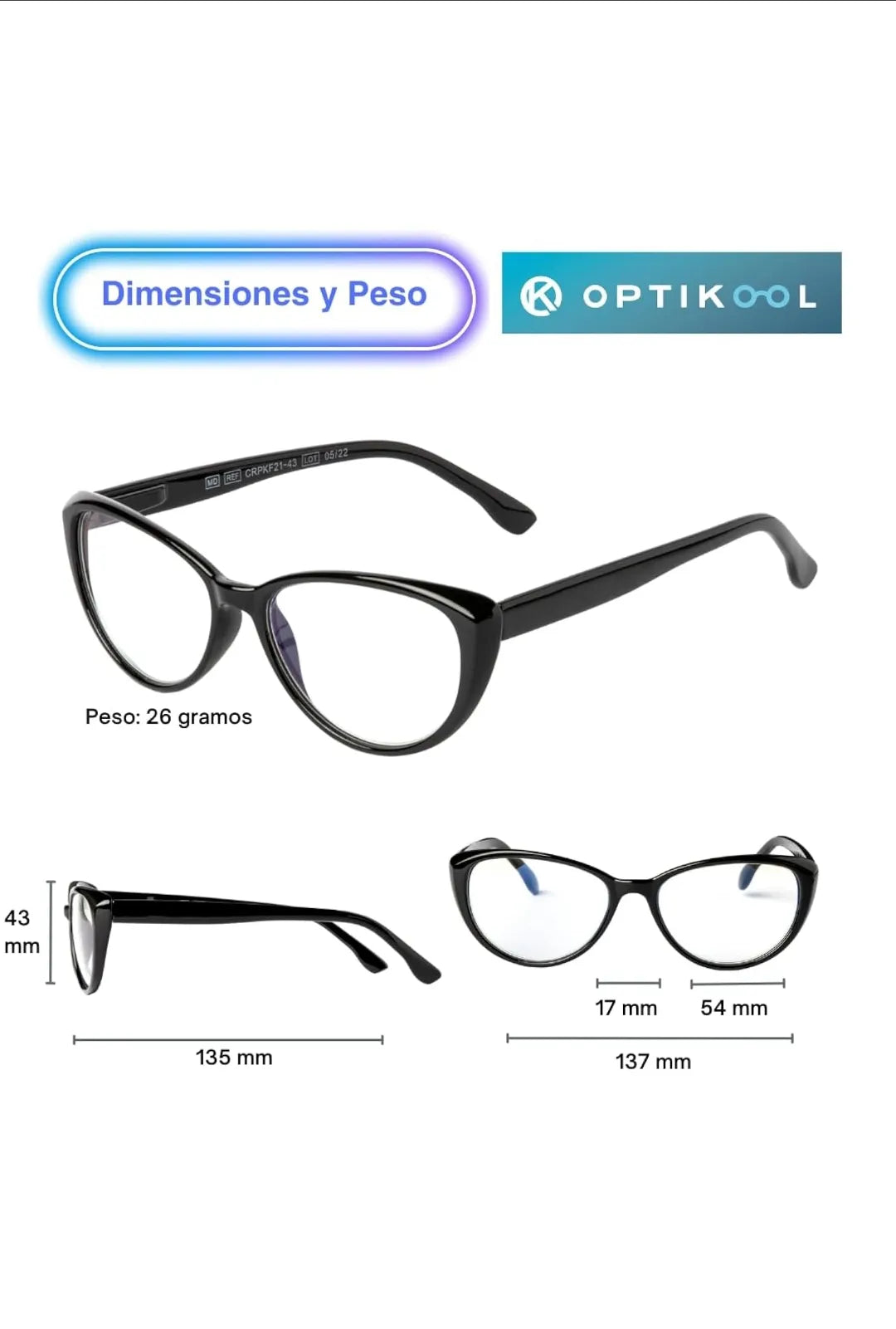 Pack de dos gafas luz azul para mujer