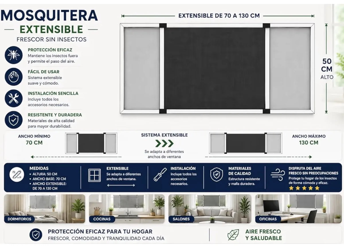 Mosquitera extensible de aluminio