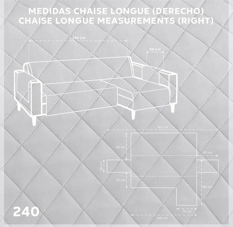 Cubresofá acolchado brazo derecho - Textilhome
