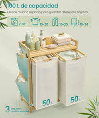 Cesto para ropa sucia de 2 compartimientos