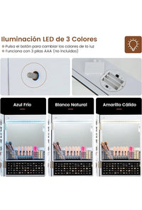 Espejo Joyero de Pie con 4 Ruedas Giratorias 360°