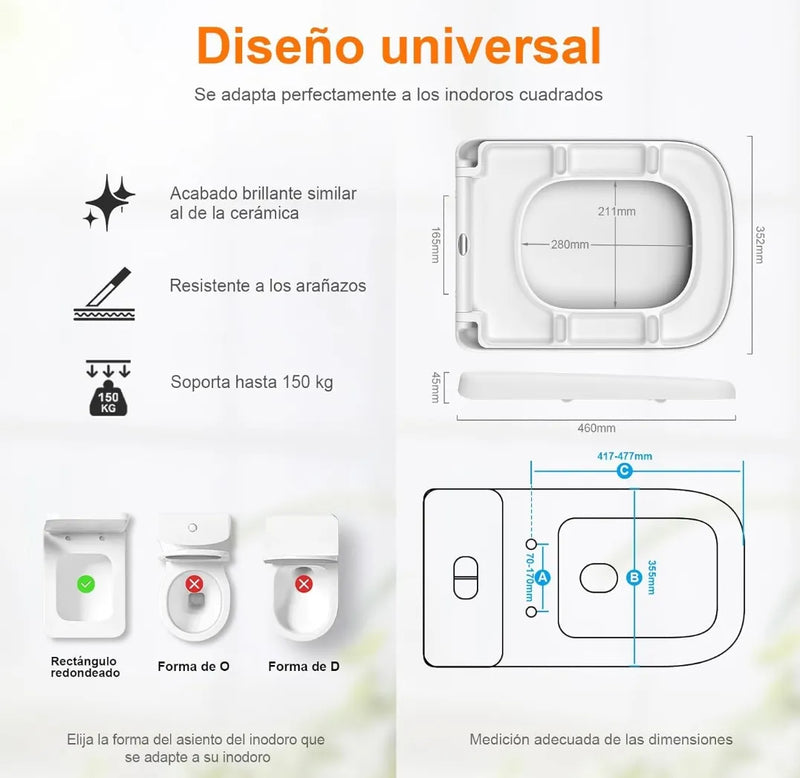 Tapa de baño universal cuadrada - Grifema