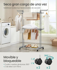 Tendedero plegable de 3 niveles con ruedas