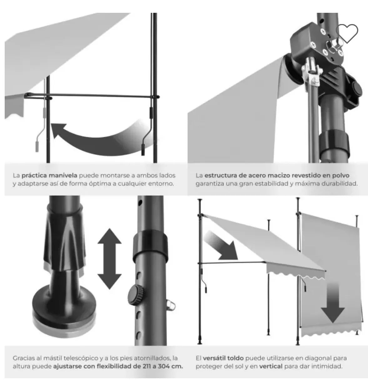 Toldo plegable para balcón