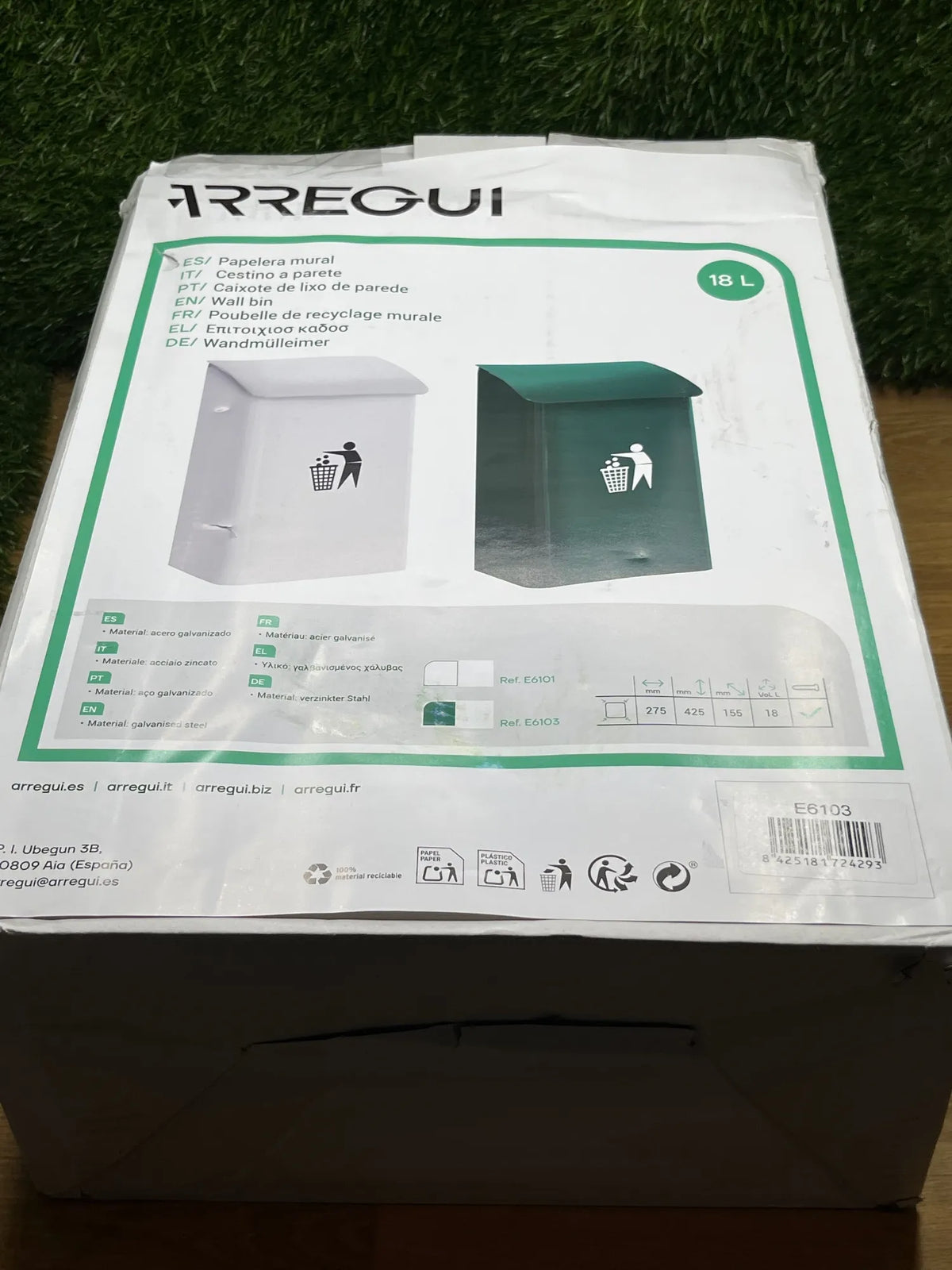 Papelera Mural de Acero de 18 L ARREGUI