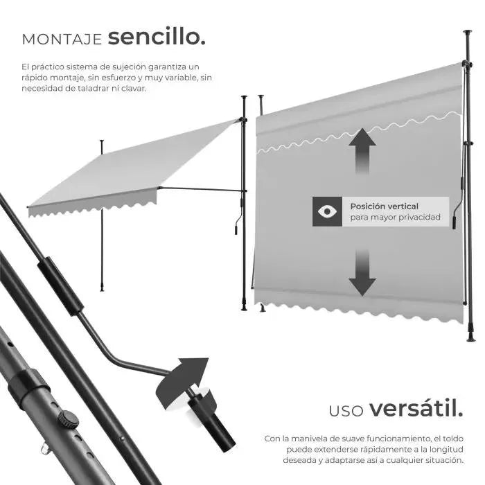 Toldo plegable para balcón - Tectake