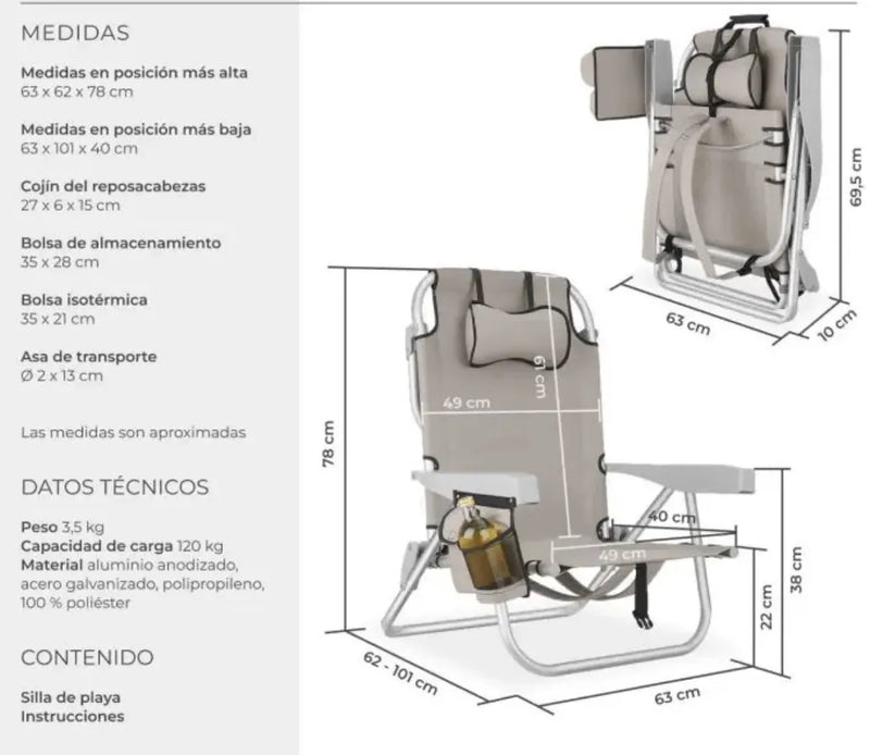 Silla de playa de aluminio