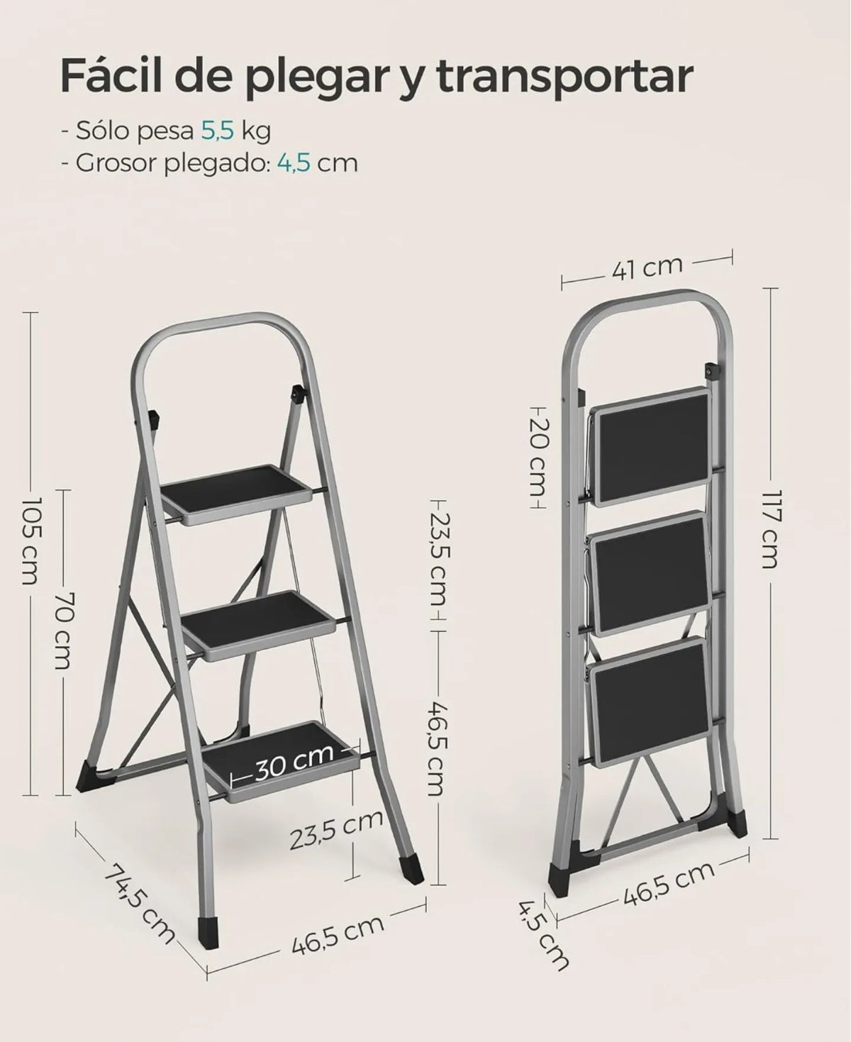 Escalera con 3 Peldaños SONGMICS