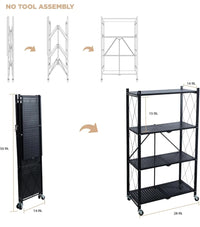 Estante de metal plegable con ruedas - Organize