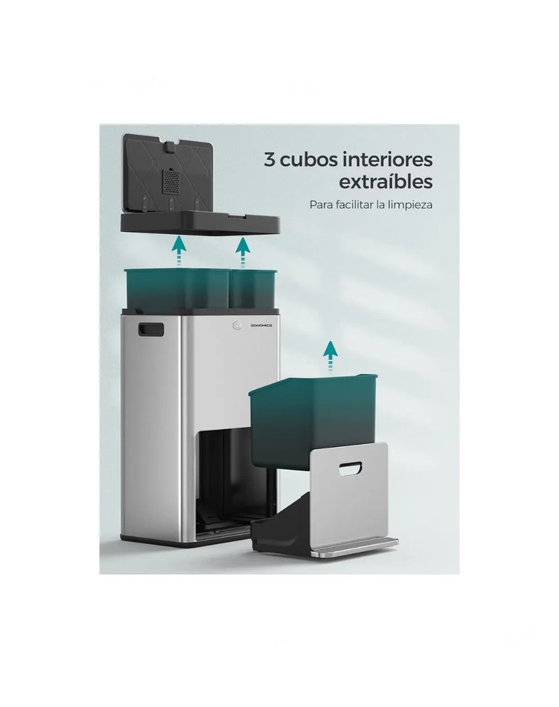 Papelera de Cocina, Cubo de Basura, Volumen de 2 x 17 L