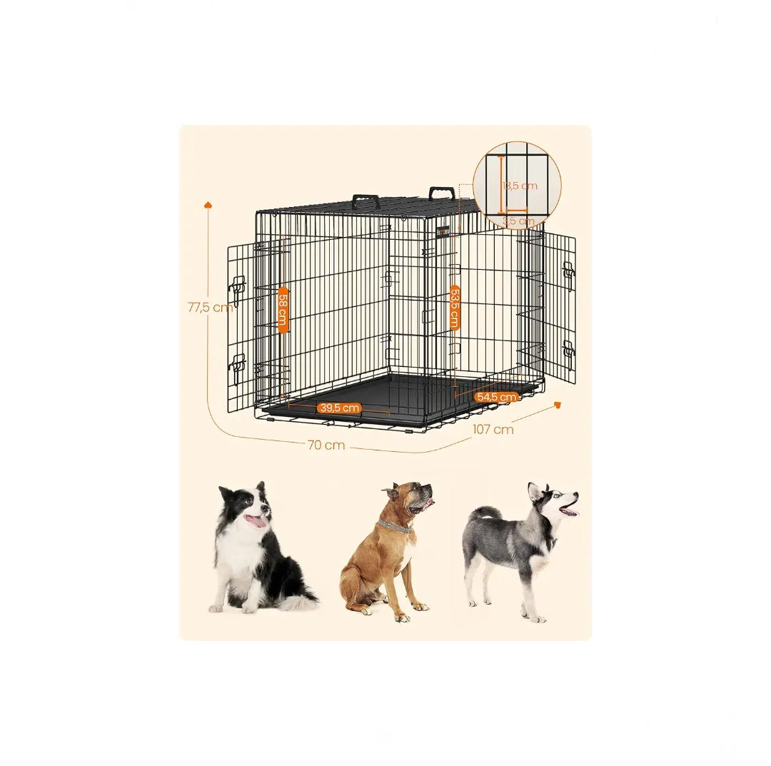 Jaula para Perros Plegable con 2 Puertas