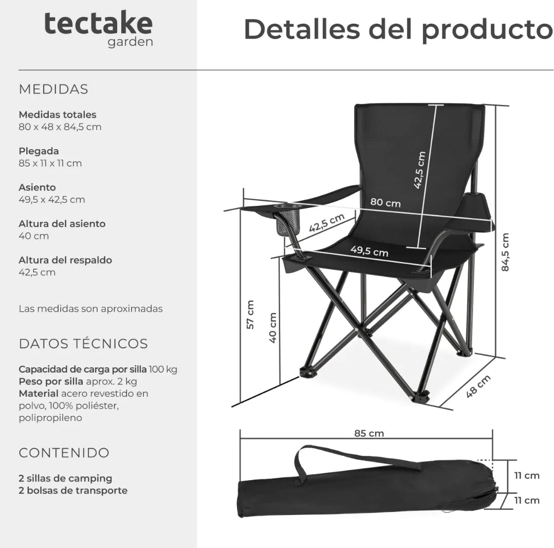 Set de 2 sillas plegables de camping