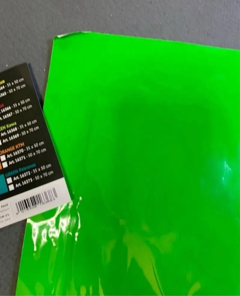 Hoja Adhesiva Película Verde Fluorescente
