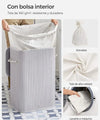 Cesta de lavandería con tapa, de bambú, plegable, con bolsa extraíble