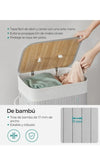 Cesta de lavandería con tapa, de bambú, plegable