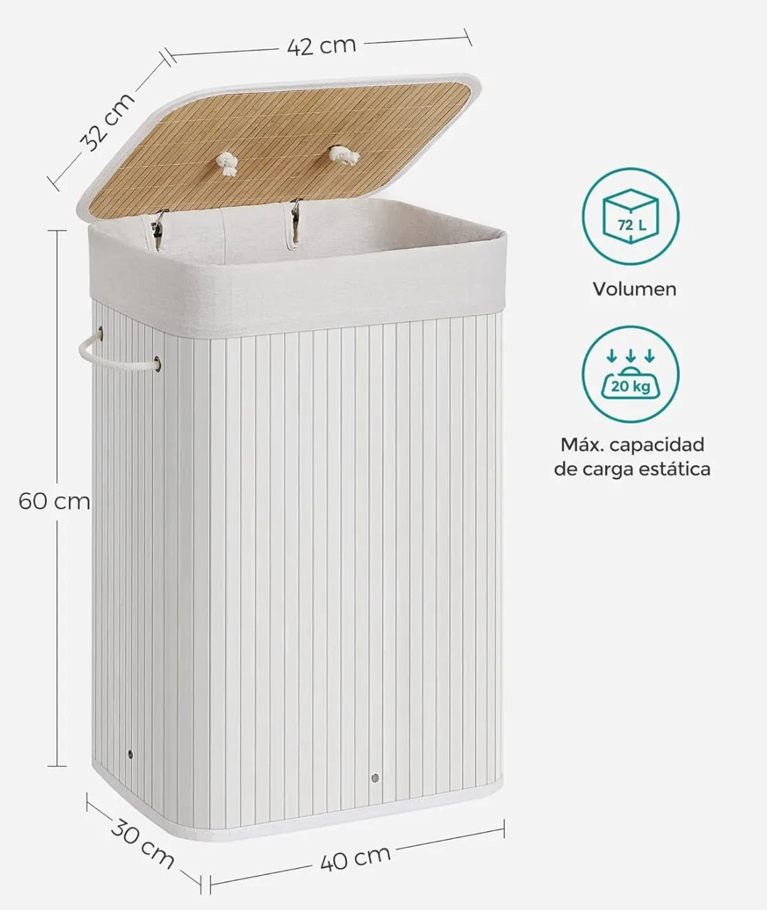 Cesto de la ropa con tapa 72L