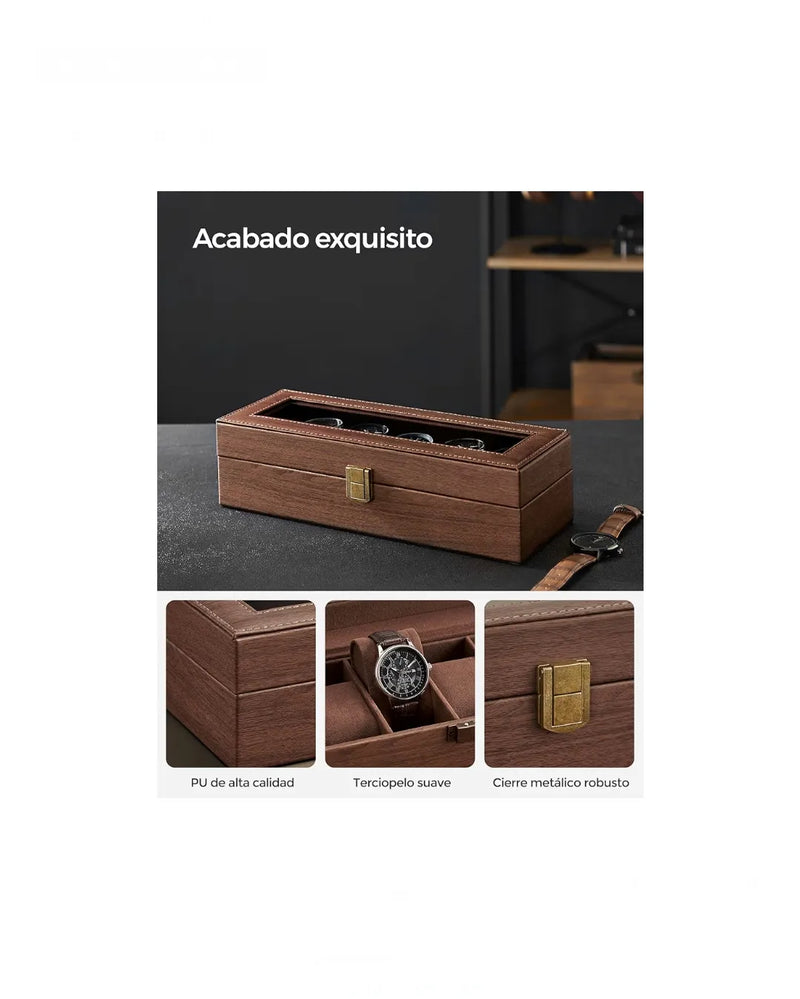Caja para reloj con 6 compartimentos