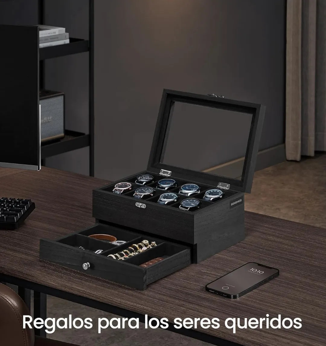 Caja de relojes con 8 ranuras
