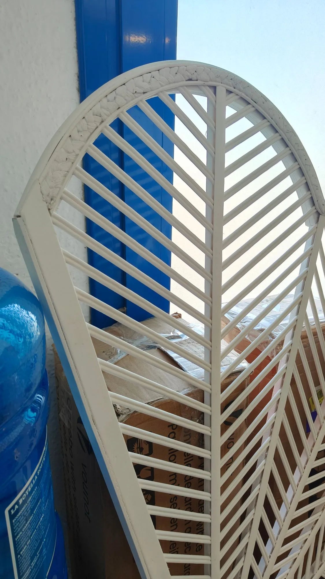 Cabecero Cama Madera Bambú Blanco
