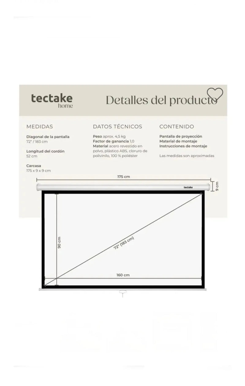 Pantalla de proyección para cine en casa 4K
