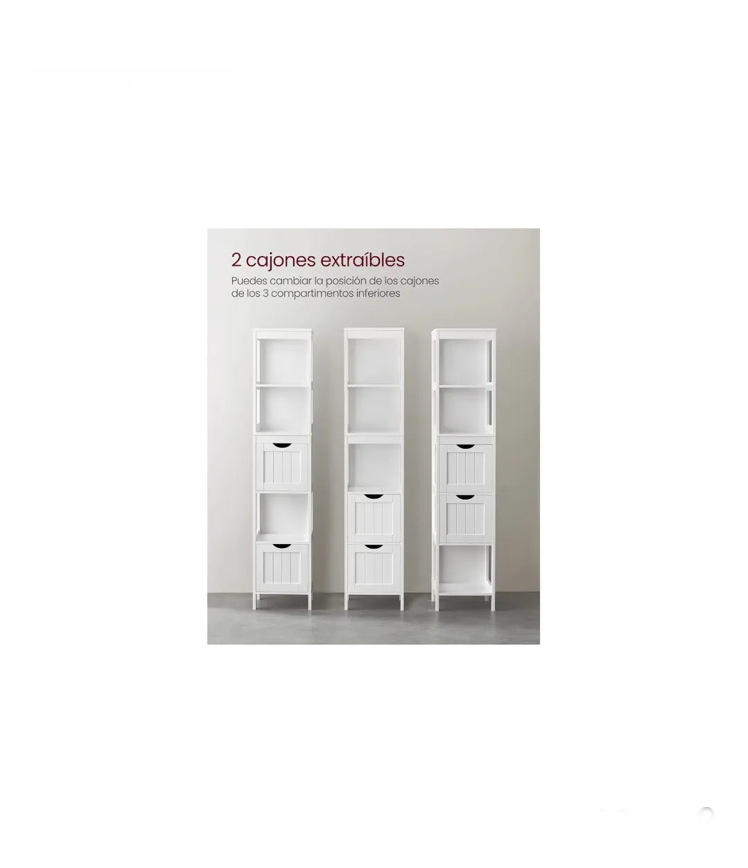 Mueble de Baño, Armario Independiente, Cómoda de 2 Cajones