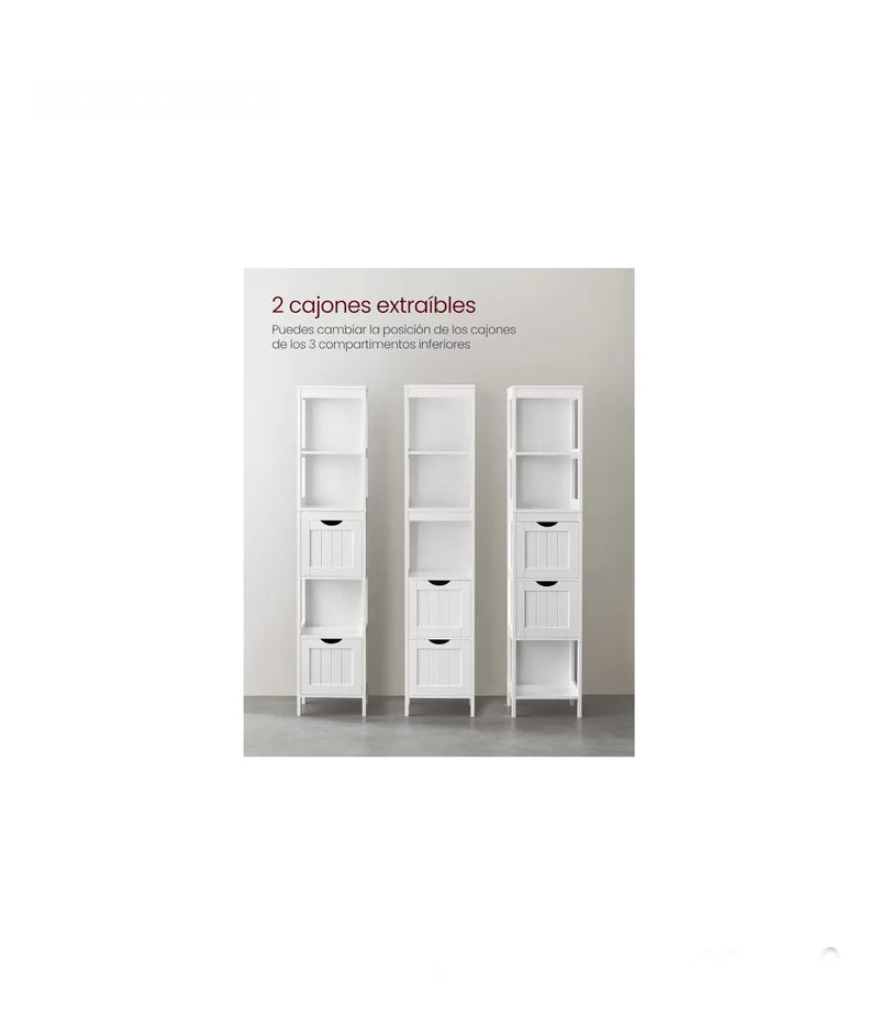 Mueble de Baño, Armario Independiente, Cómoda de 2 Cajones