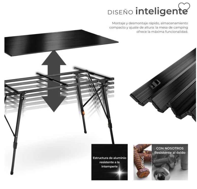 Mesa de camping de aluminio