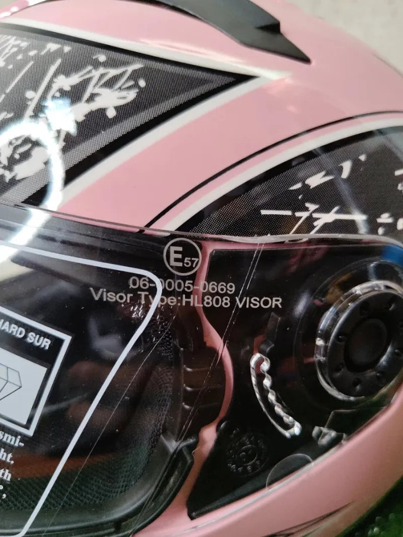 Casco Moto Rosa Diseño Rayos (NIÑO)