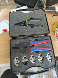 Kit de herramientas de crimpado de cambio rápido con caja, pelacables de trinquete multifunción