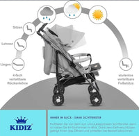 Silla de Paseo KIDIZ Plegable Reclinable con Saco y Mosquitera