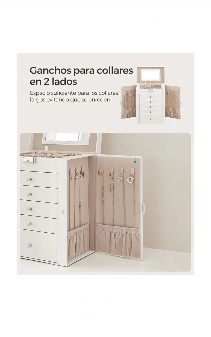 Caja Joyero de 6 Niveles, Caja para Joyas con 5 Cajones