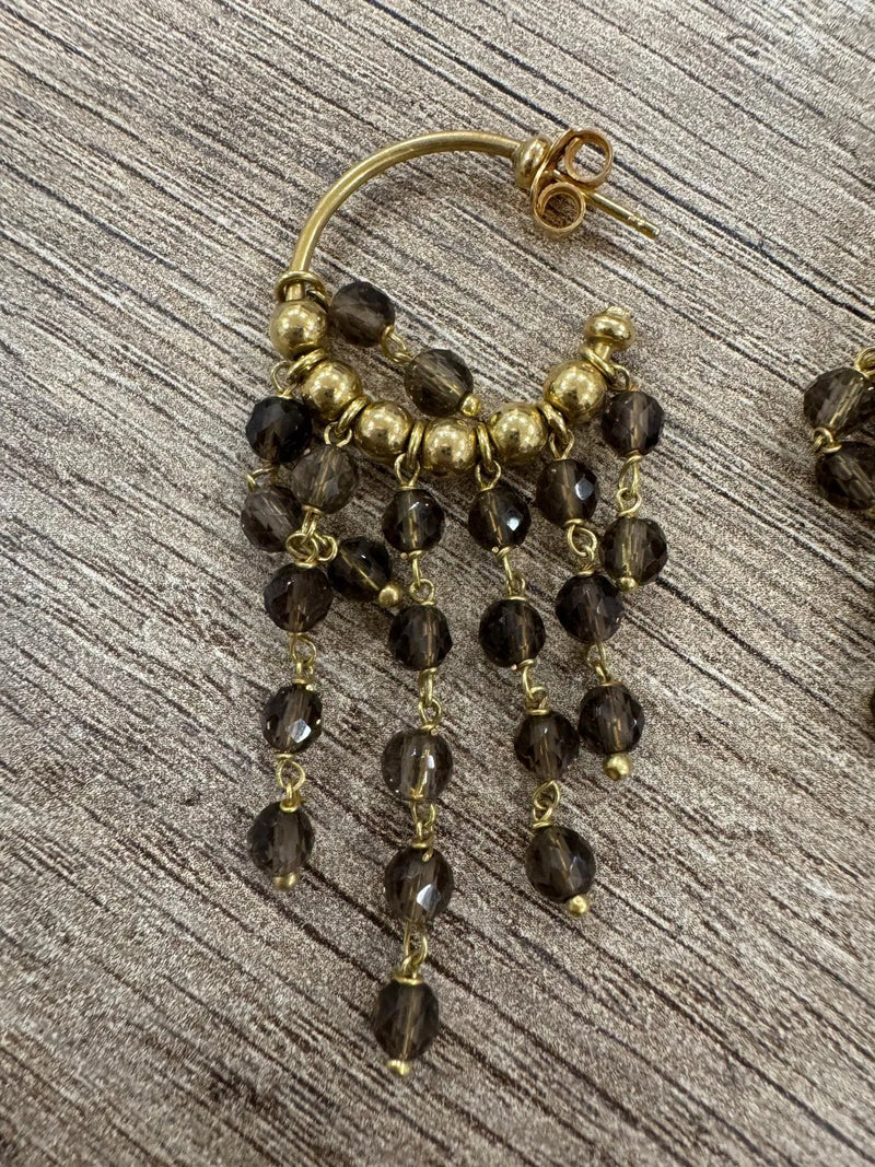 Pendientes aro dorados con abalorios colgantes, mujer