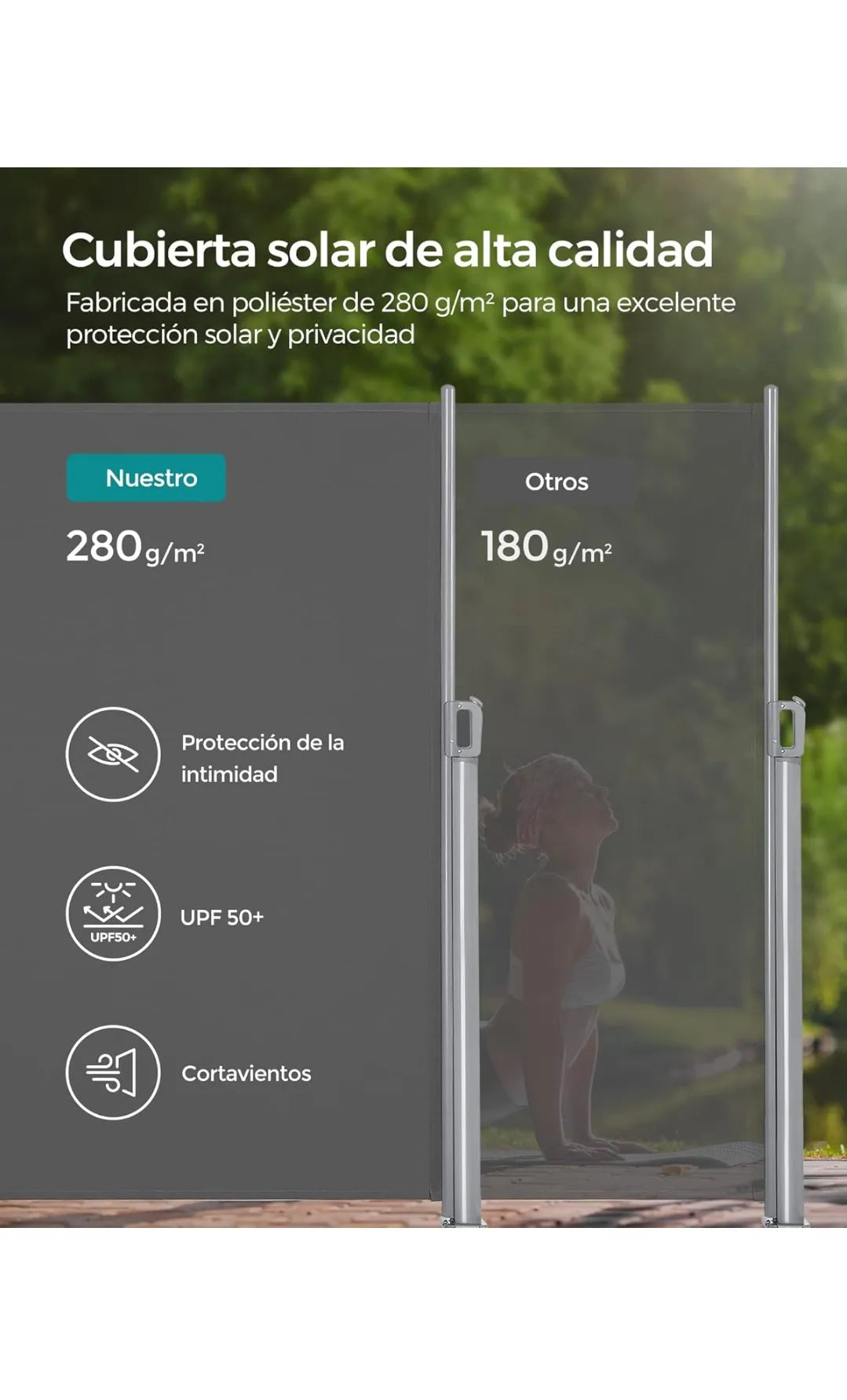 Toldo Lateral de Aluminio, Extensible, 160 x 300