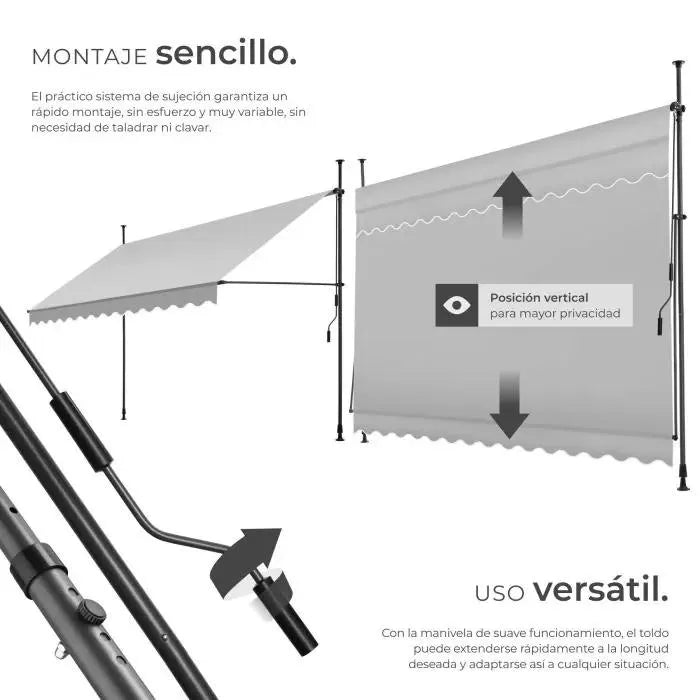 Toldo plegable para balcón gris claro