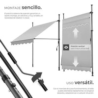 Toldo plegable para balcón gris claro