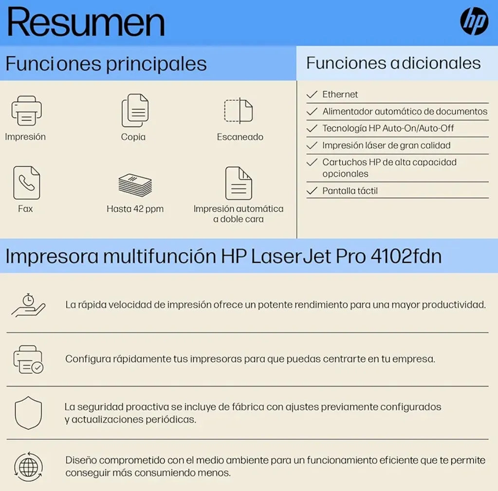 Impresora multifunción impresión doble cara - Hp
