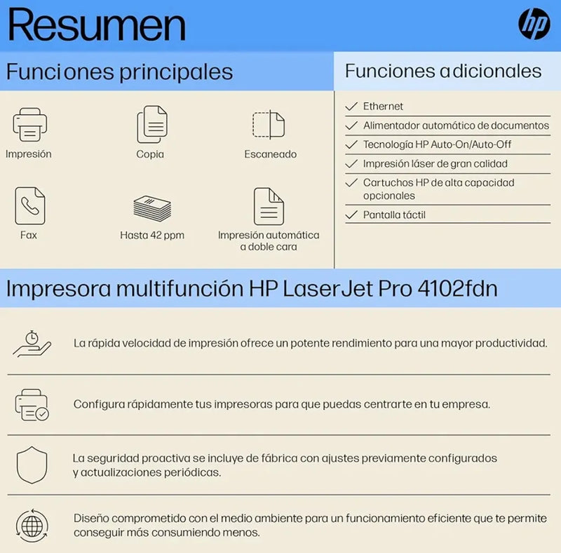 Impresora multifunción impresión doble cara - Hp