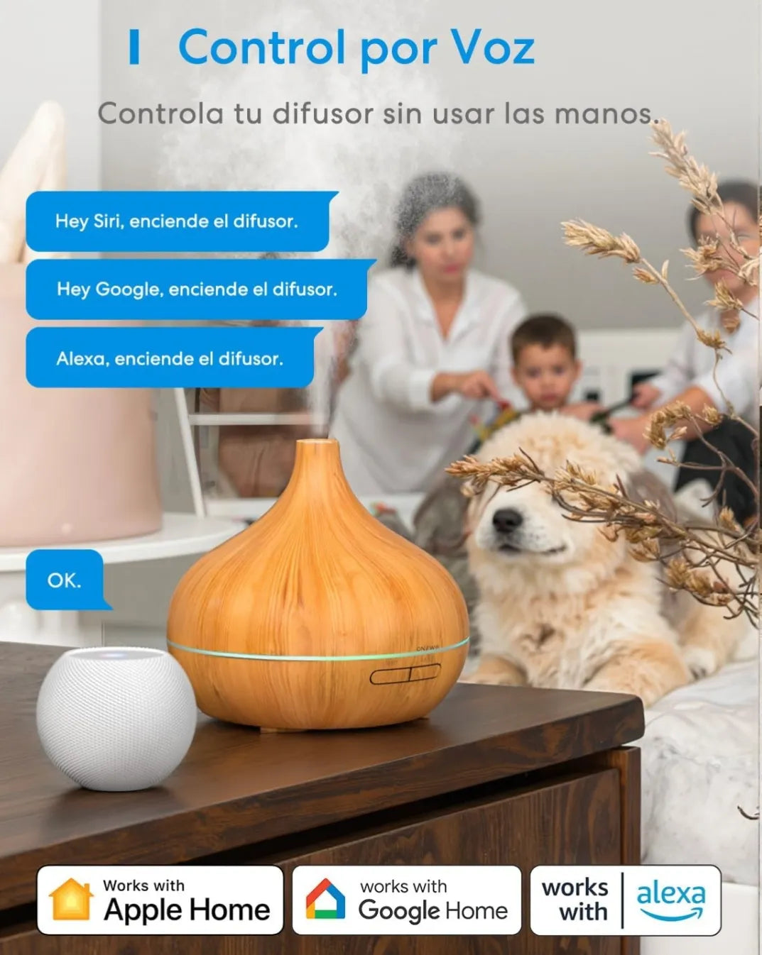 Humidificador pequeño con control de voz - Meross