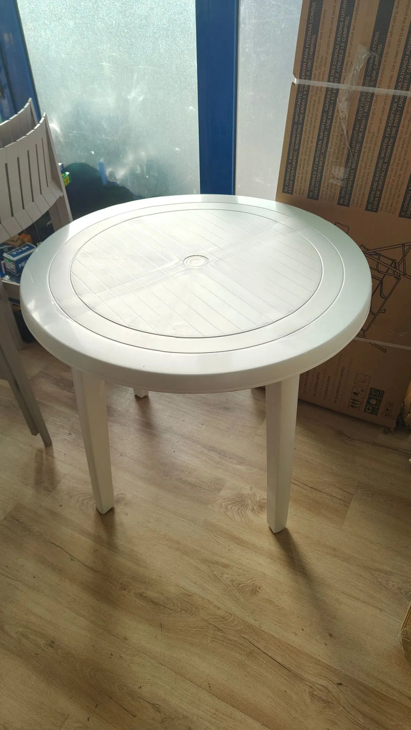 Mesa Resina Blanca Diametro 90 cm.