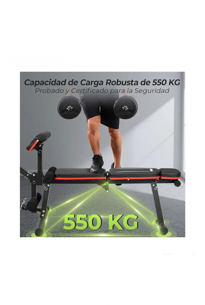 Banco de Pesas Ajustable Mejorado con Extensión de Piernas y Curl de Piernas