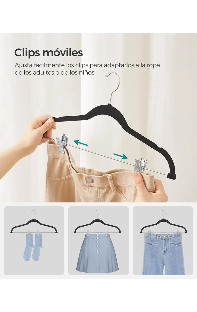 Perchas para Pantalones, 20 Perchas de Terciopelo