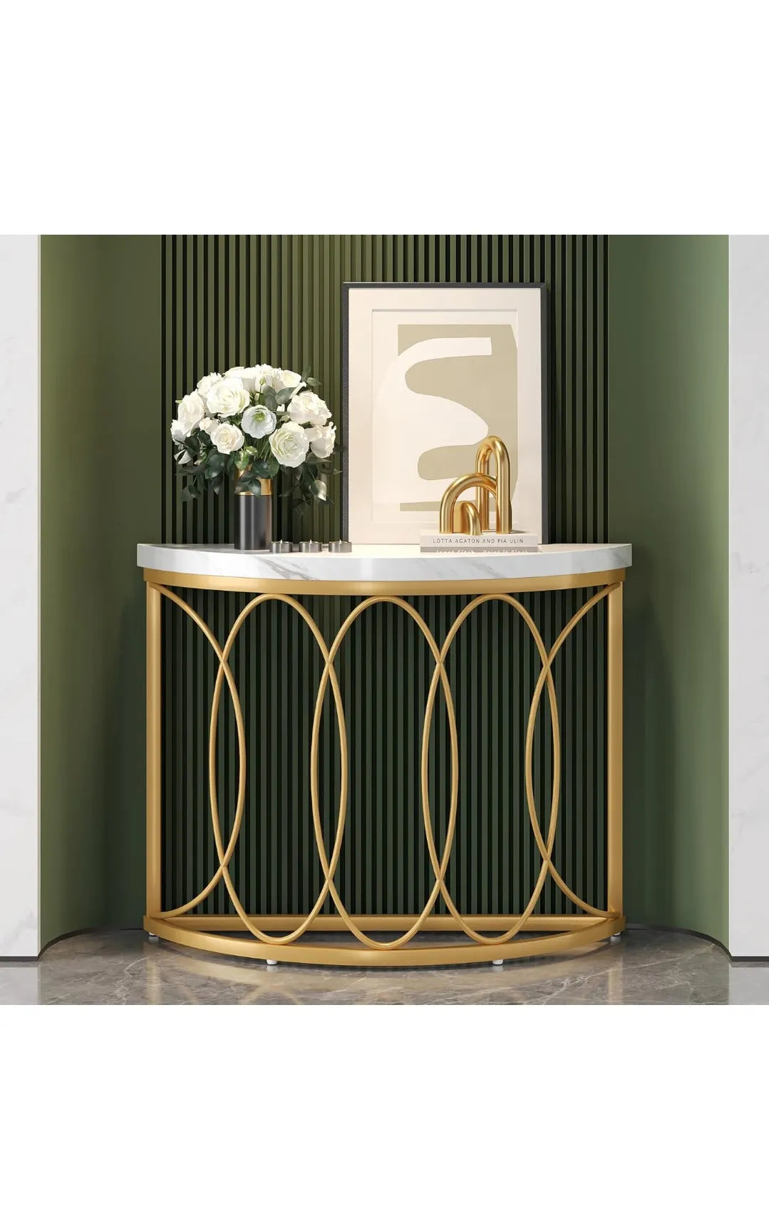 Mesa consola dorada, mesita de noche Tribesigns