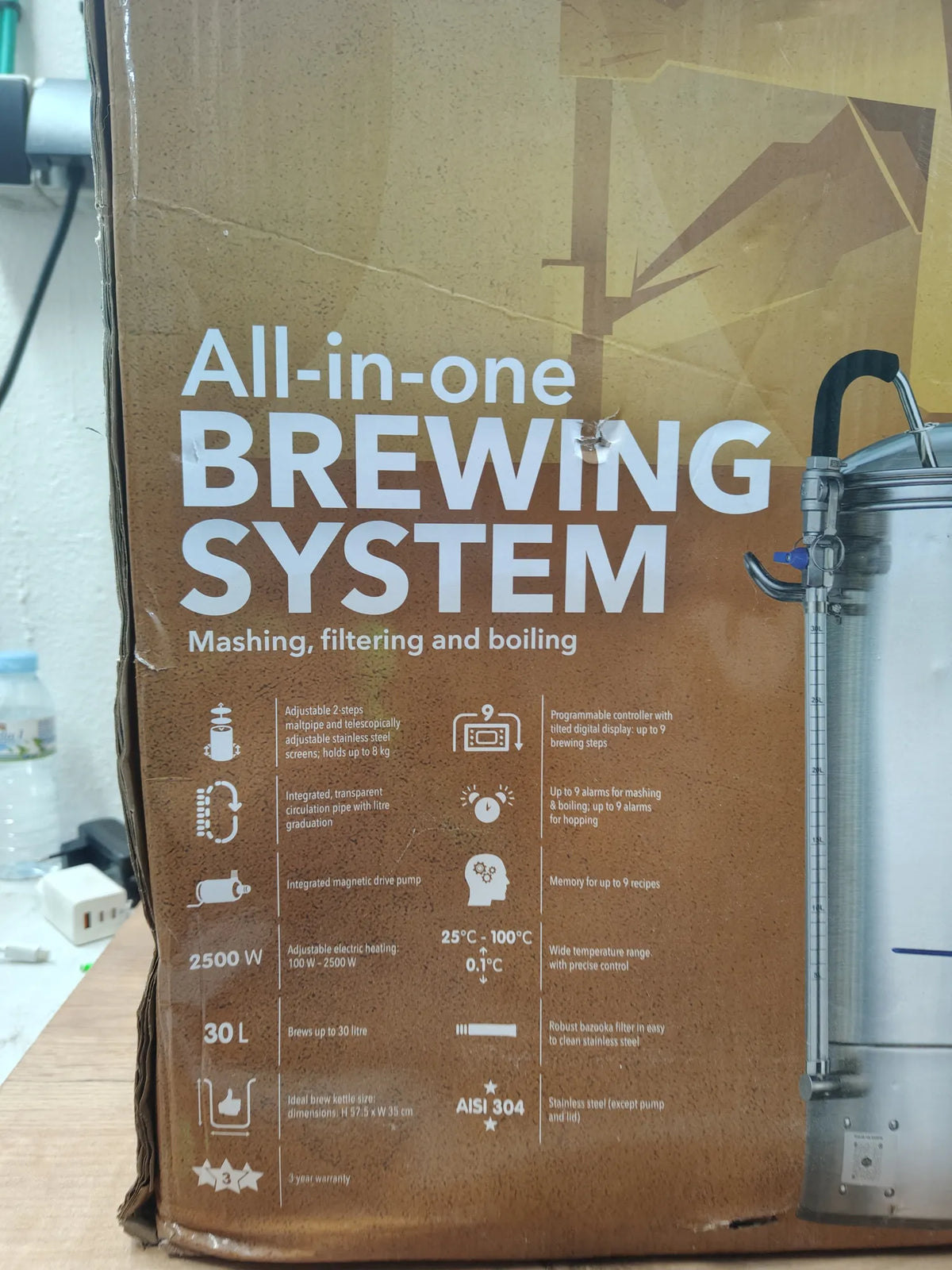 Hervidor de Acero Inoxidable para Preparar Cerveza casera