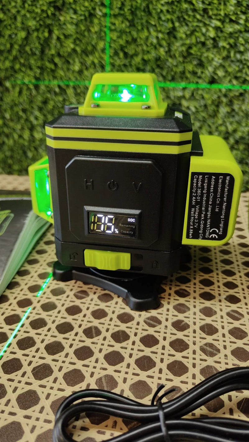 Nivel Laser Autonivelante 360 Grados, Nivel Láser Verde 16 Líneas