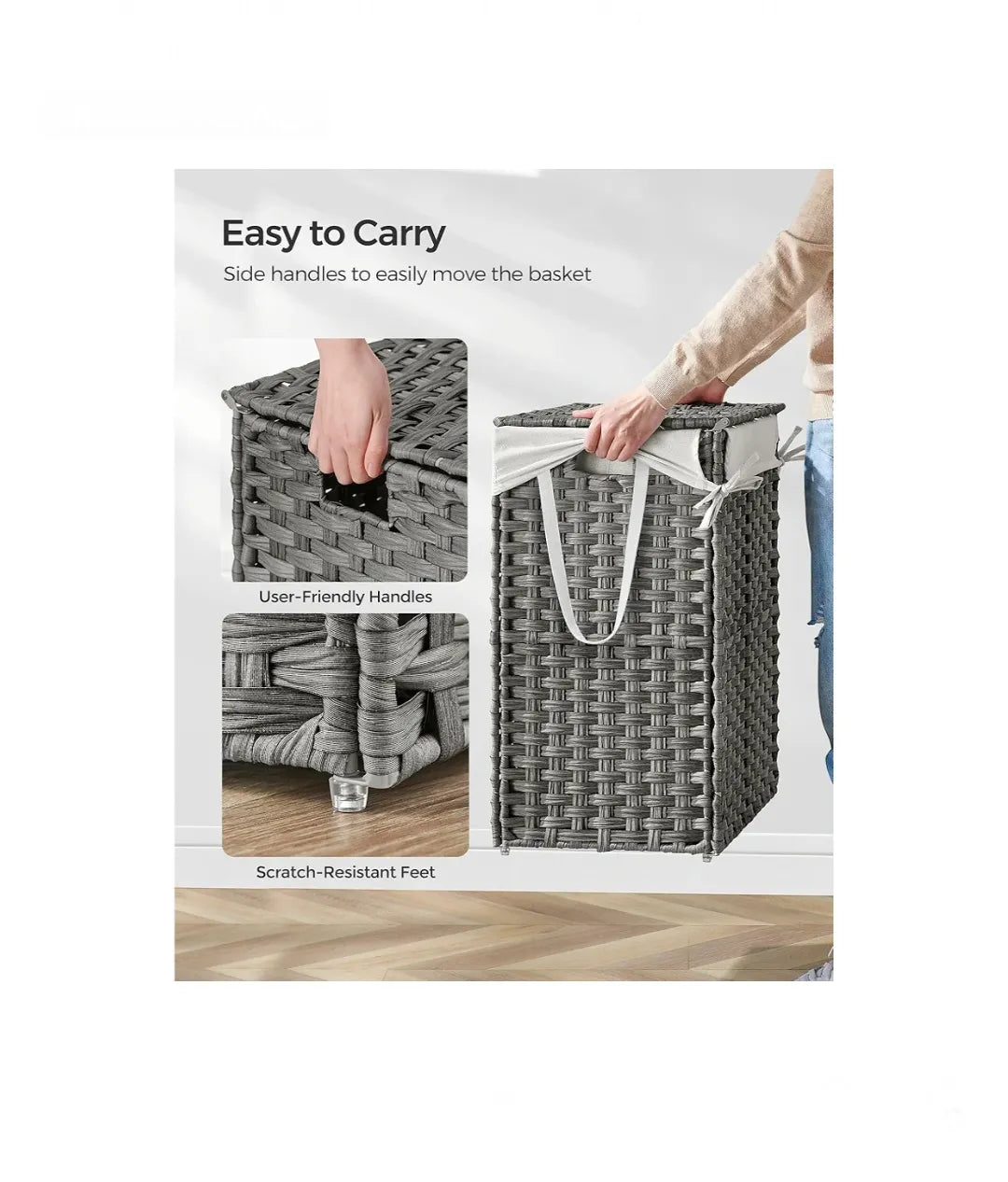 Cesto de ropa con tapa, 90 L