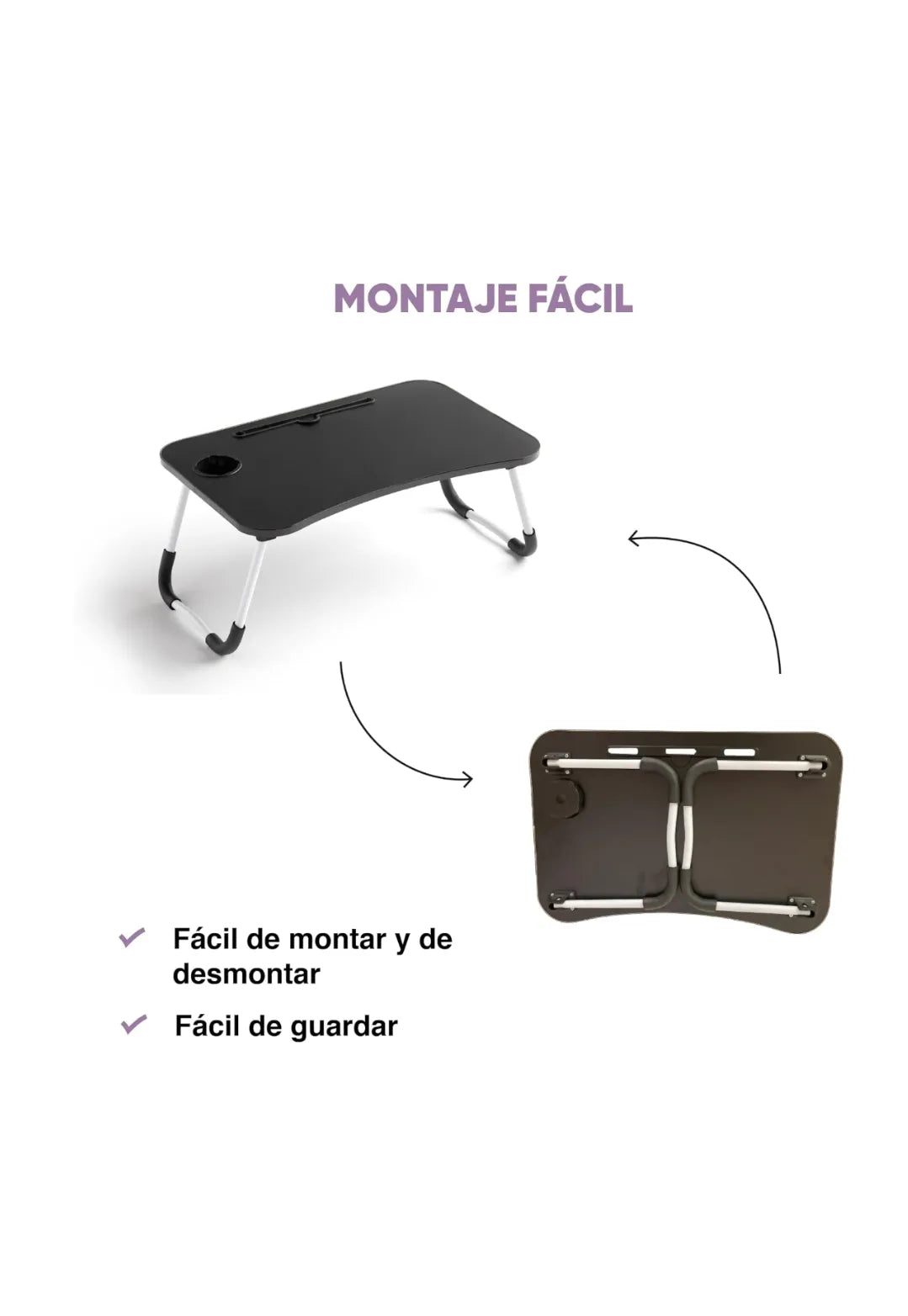 Mesa Plegable Auxiliar Multifuncional, 60x40x28cm