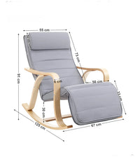 Mecedora, Sillón Tumbona, Color Gris, 125 x 91 x 67 cm