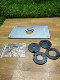 Placa de aluminio para mesa con 4 anillos y tornillos